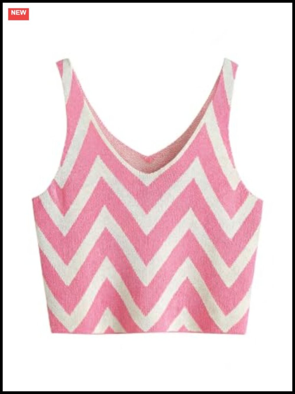 Sleeveless V-Neck Geo Knit Sweater Vest Lightweight Summer Brunch Top